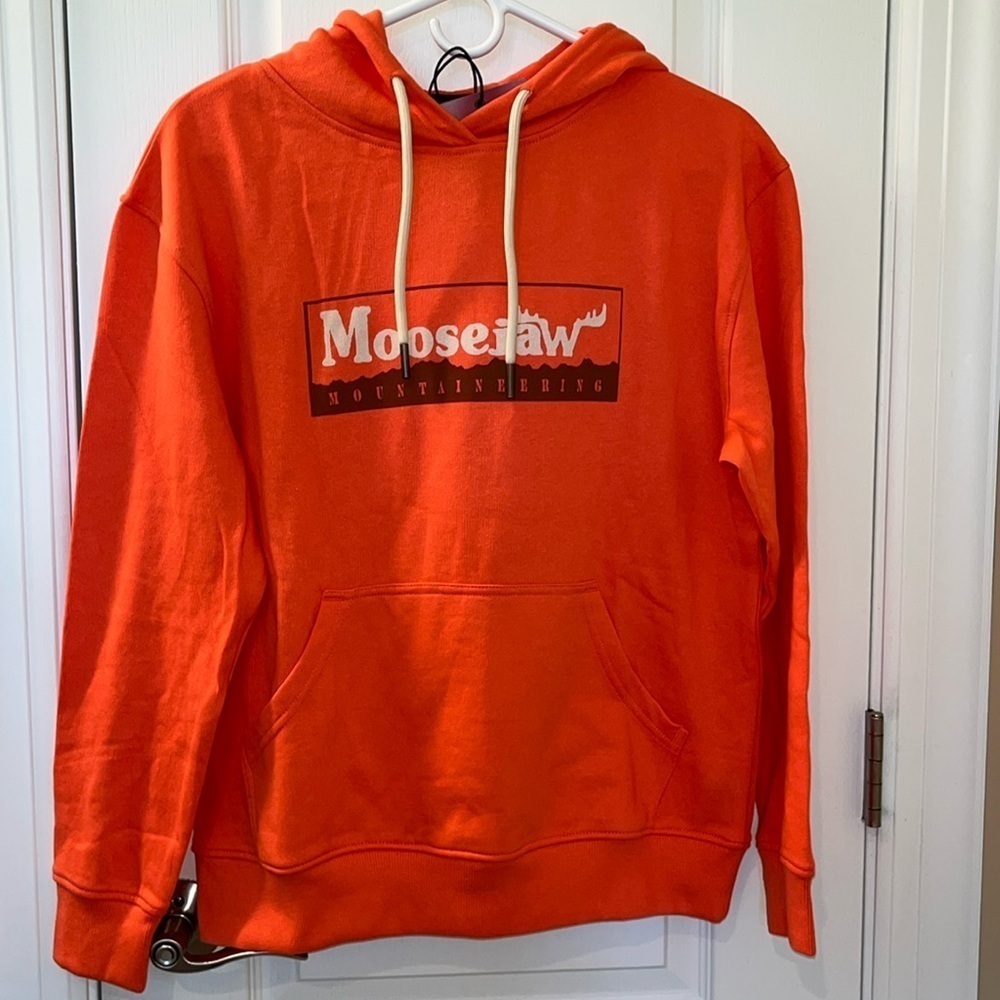 🆕 Moosejaw Women’s Sweatshirt Pullover Hoodie Flamingo Orange Size Small